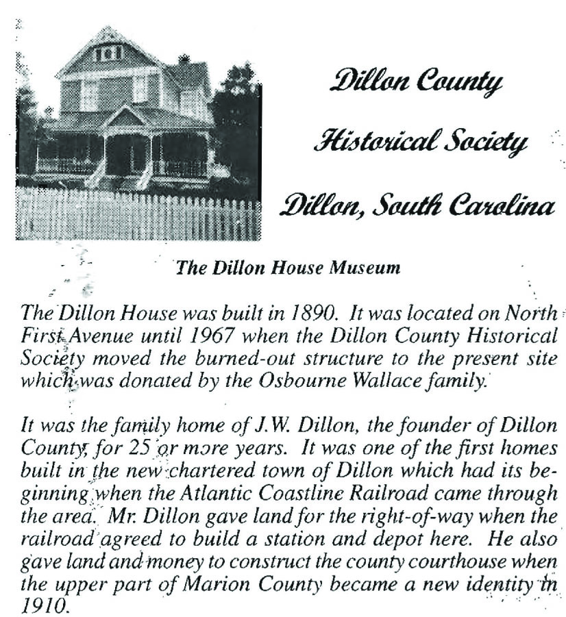 Dillon House Museum brochure